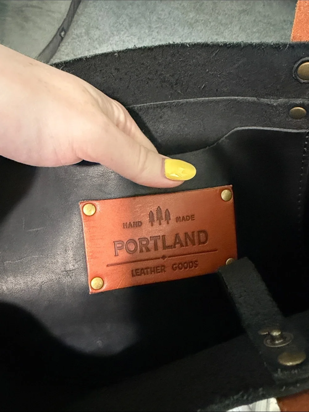 Black Tote Bag with Tan Shoulder Straps - Versatile Everyday Carry